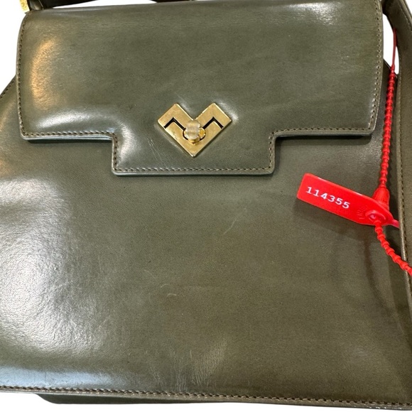 Vintage Mario Valentino Heritage Olive Green Leather Structured Crossbody Bag - Picture 10 of 10